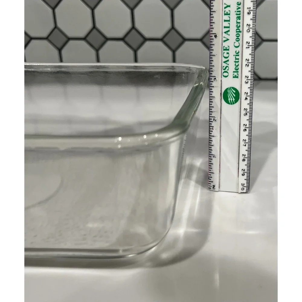 Vintage Glasbake J-804 Clear Glass Rectangular Baking Dish Textured Bottom USA